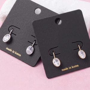 Oval Cz Bezel Drop Earrings