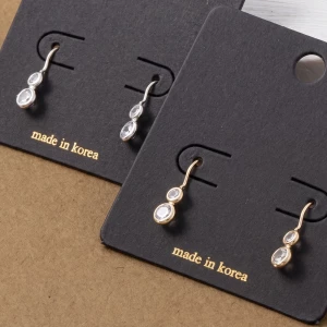 Petite Double Round Cz Bezel Drop Earrings