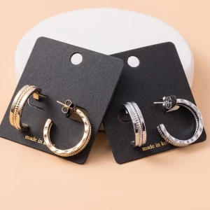 Beaded Center Triple Row Hoop Earrings