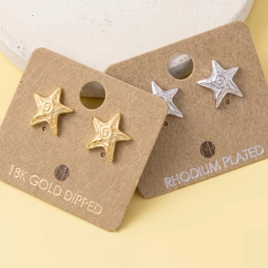 18K Gold Dipped Textured Starfish Stud Earrings