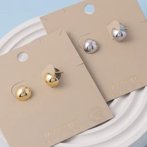 18K Gold Dipped Puffy Teardrop Dome Stud Earrings