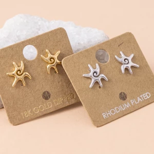 18K Gold Dipped Swirl Sun Stud Earrings