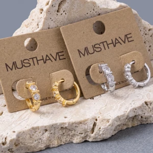 Gold Dipped Triple Bezel Cz Huggie Hoop Earrings