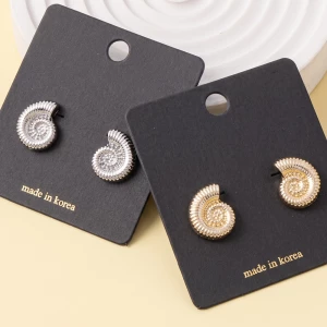 Ribbed Nautilus Shell Stud Earrings