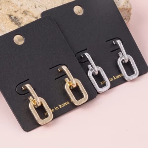 Interlocked Rectangle Link Drop Earrings