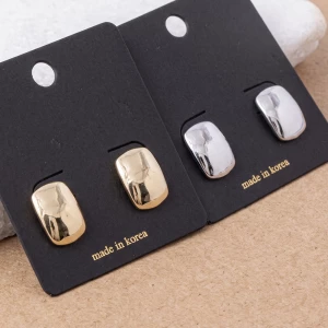 Polished Puffed Rectangle Stud Earrings