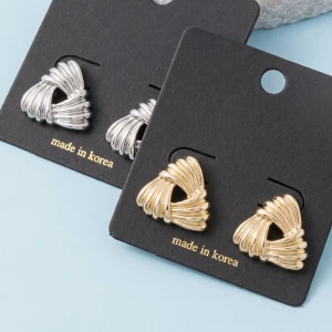 Ribbed Triangle Knot Stud Earrings