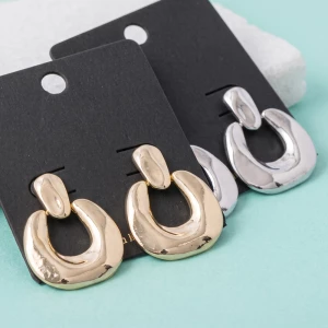 Polished Puffed Doorknocker Drop Earrings