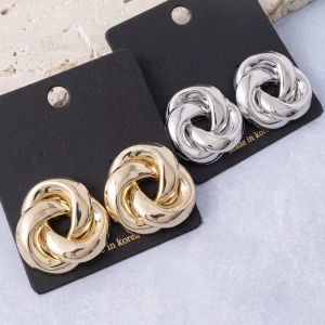 Polished Chunky Love Knot Stud Earrings