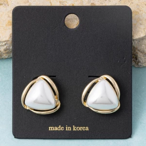 Framed Triangle Pearl Stud Earrings