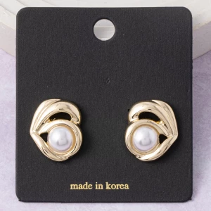 Polished Swirl Wrap Pearl Stud Earrings