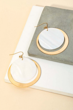 Flat Disc Layered Circle Drop Earrings