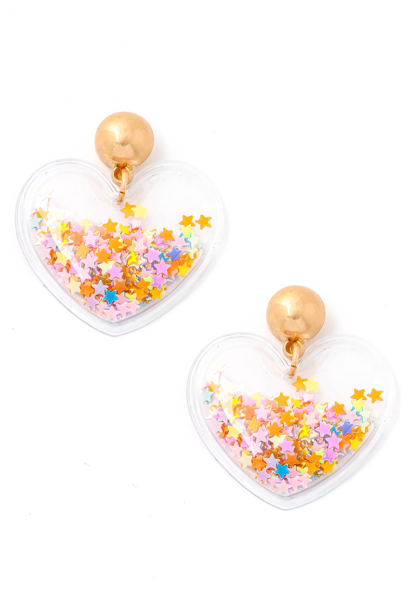 Heart Star Confetti Drop Earrings