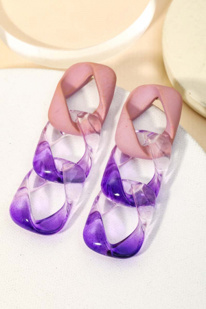 Acetate Square Chain Earrings