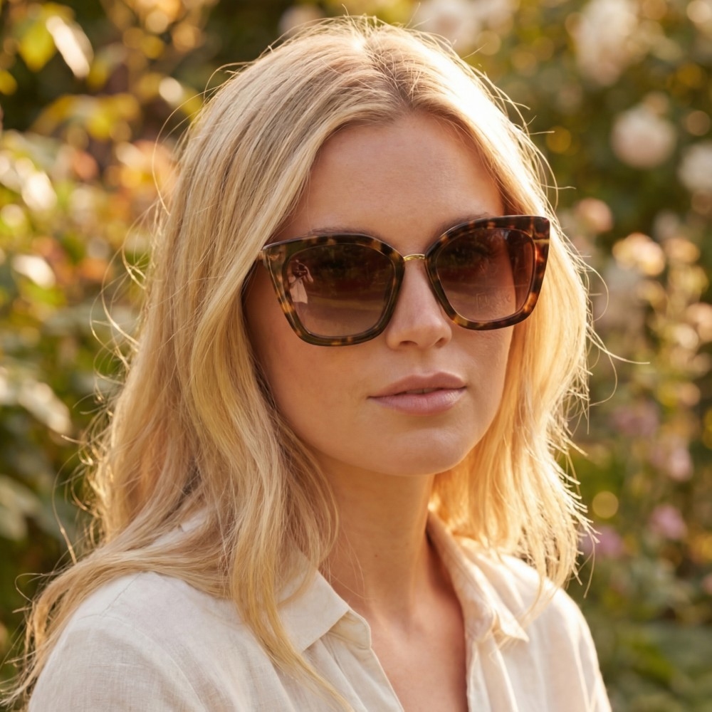 Oversized Cat Eye Square Double Bridge Sunglasses