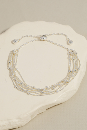 Layered Dainty Chain Strands And Beads Bracelet