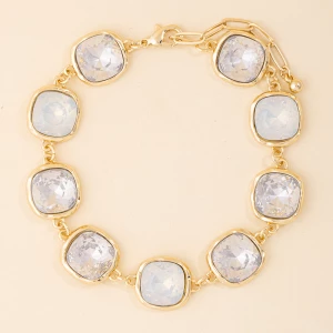 Cushion Cut Crystal Station Link Bracelet
