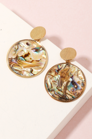 Pearly Disc Dangle Earrings