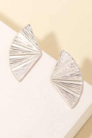 Solid Metallic Fan Fold Stud Earrings