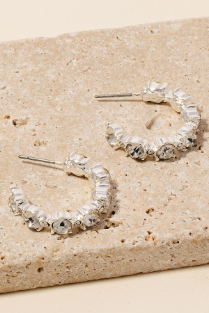 Mixed Rhinestone Studded Hoop Earrings
