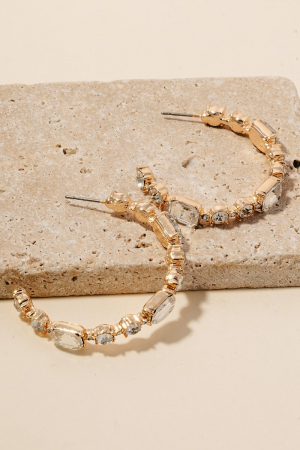 Mixed Rhinestone Studded Large Hoop Earrings