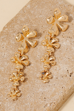 Multi Flower Dangle Chain Earrings