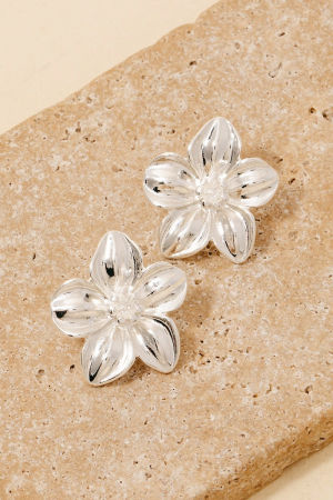 Metallic Flower Stud Drop Earrings