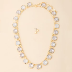 Cushion Cut Crystal Riviere Collar Necklace