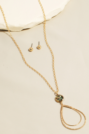 Shell Disc Tear Layered Pendant Necklace Set
