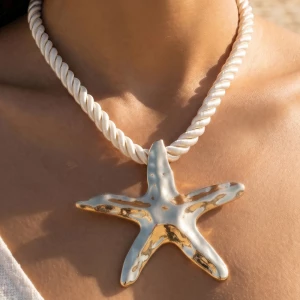 Starfish Twisted Cord Statement Necklace
