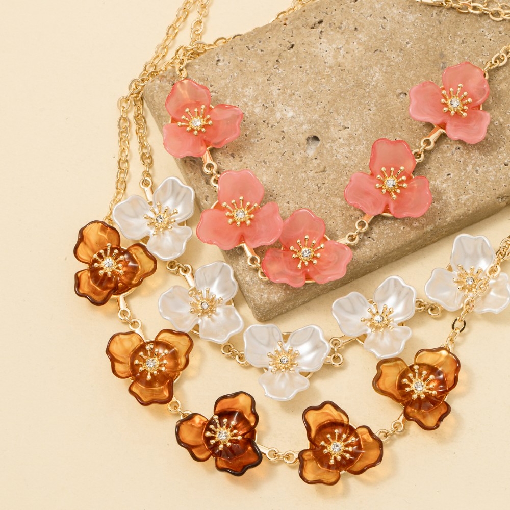 Acrylic Flower Charm Statement Necklace