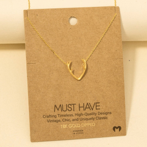 Gold Dipped Antler Pendant Necklace