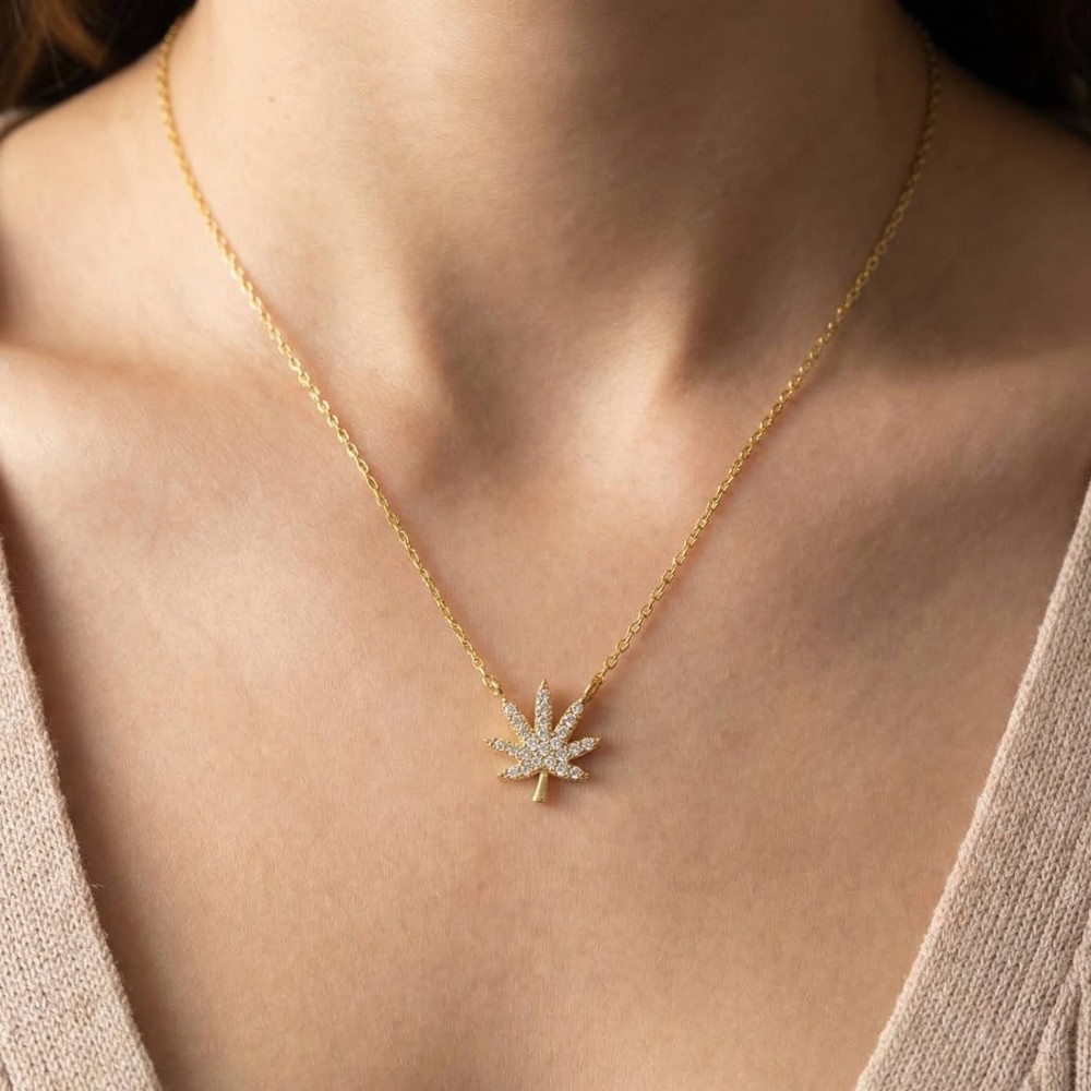 Jewel Cannabis Pendant Necklace