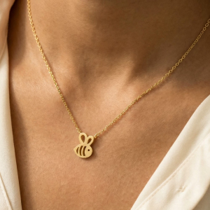 Gold Dipped Bumblebee Pendant Necklace
