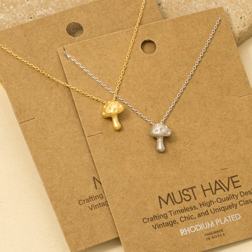 Gold Dipped Mini Mushroom Pendant Necklace