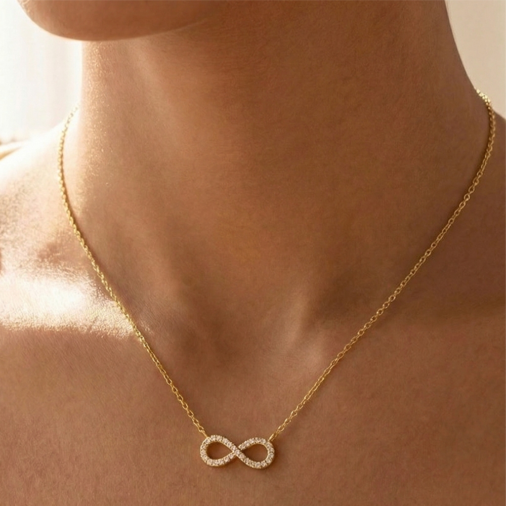 Gold Dipped Cz Infinity Pendant Necklace