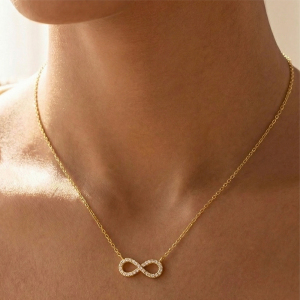 Gold Dipped Cz Infinity Pendant Necklace