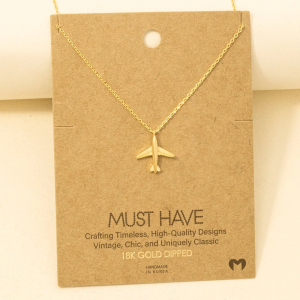 Gold Dipped Airplane Pendant Necklace