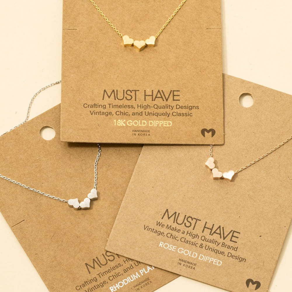 Three Dainty Hearts Necklace