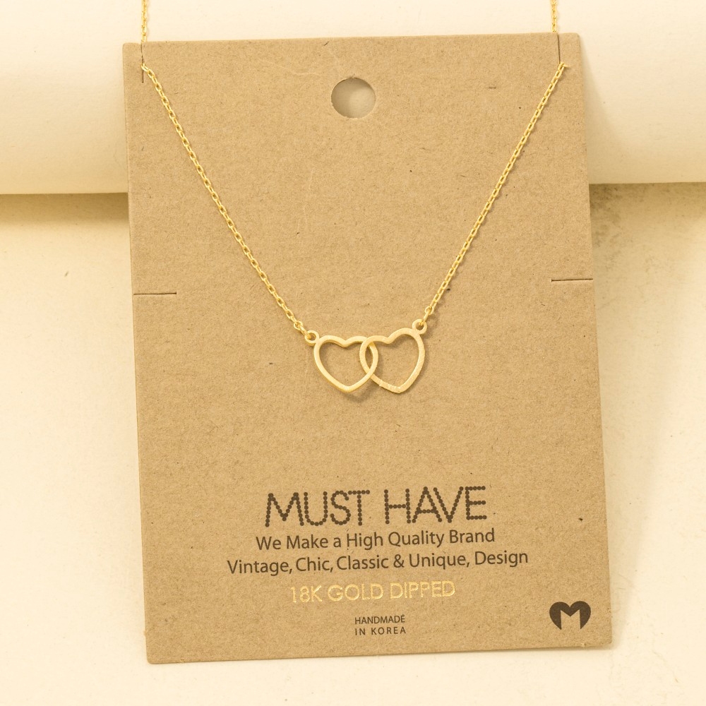 Gold Dipped Heart Link Charm Necklace