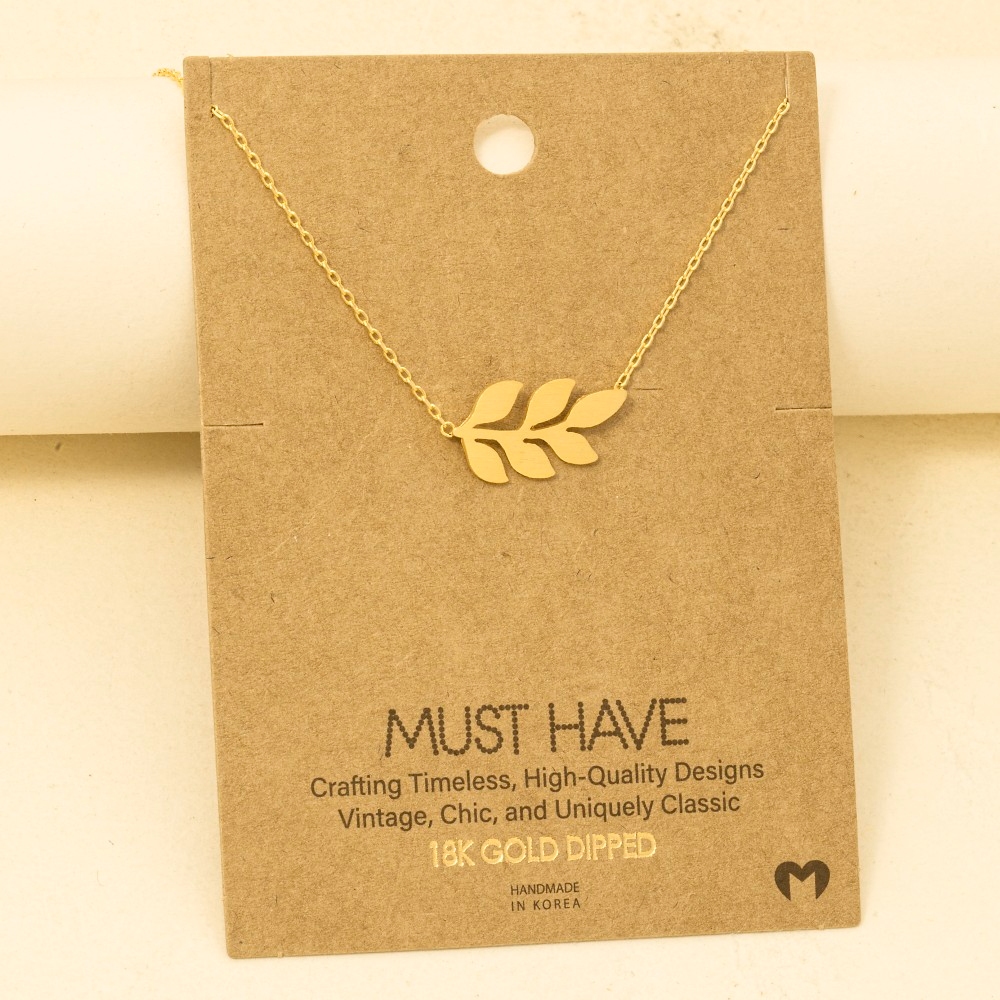 Gold Dipped Dainty Leaf Pendant Necklace