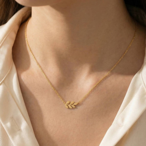 Gold Dipped Dainty Leaf Pendant Necklace