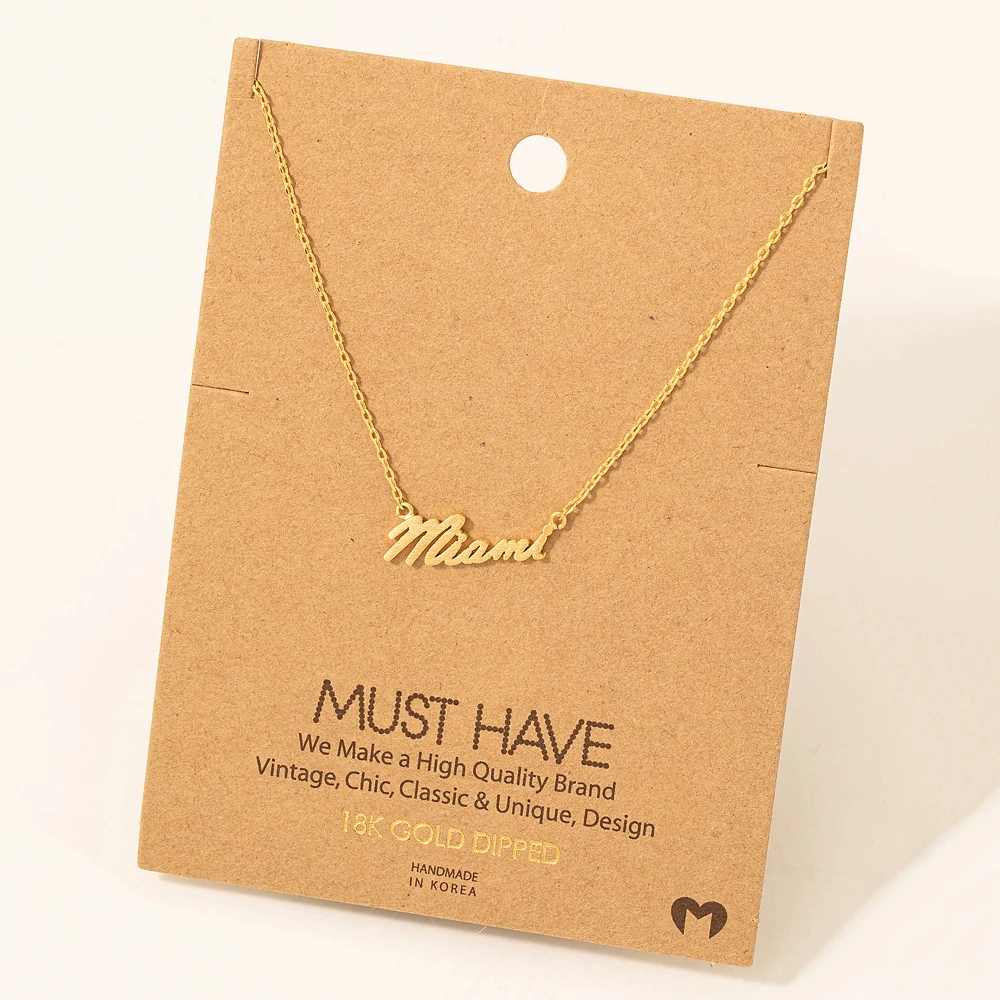 Miami Handwritten Pendant Necklace