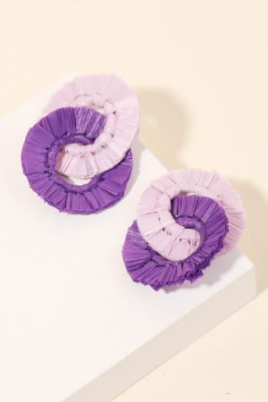 Linked Raffia Fringe Hoop Drop Earrings