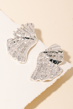 Metallic Half Geometric Leaf Stud Earrings