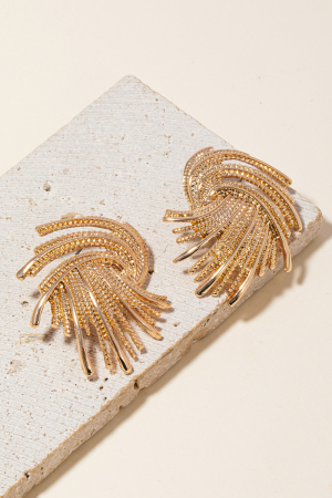 Textured Metallic Swirl Shield Earrings