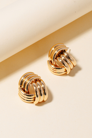 Layered Metallic Knot Stud Earrings