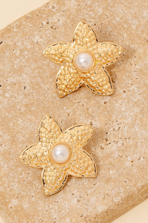 Pearl Stud Starfish Stud Earrings