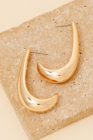 Long Metallic J Hoop Earrings