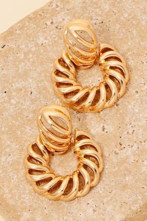 Twisted Metallic Hoop Door Knocker Earrings